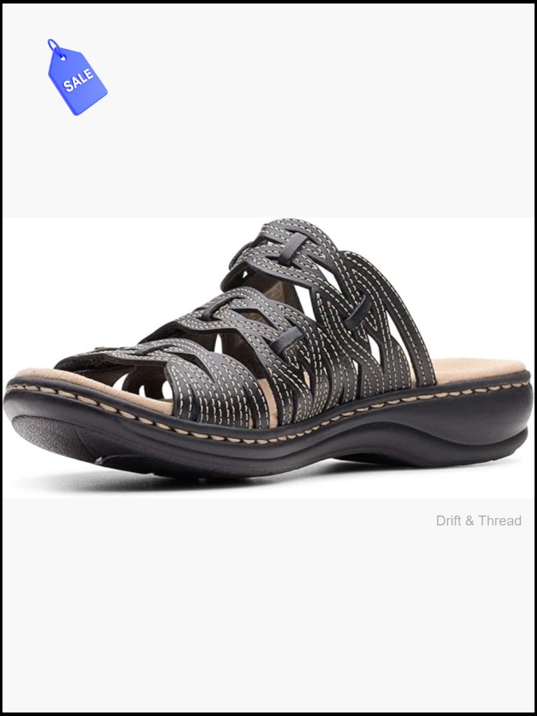 Leather Slide Sandals With Adjustable Straps Ortholite Footbed
